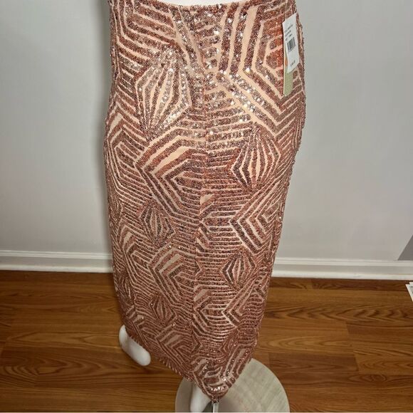 NWT Gianni Bini Rose Gold Sequin Front Slit Maxi Skirt - XS - Picture 7 of 10